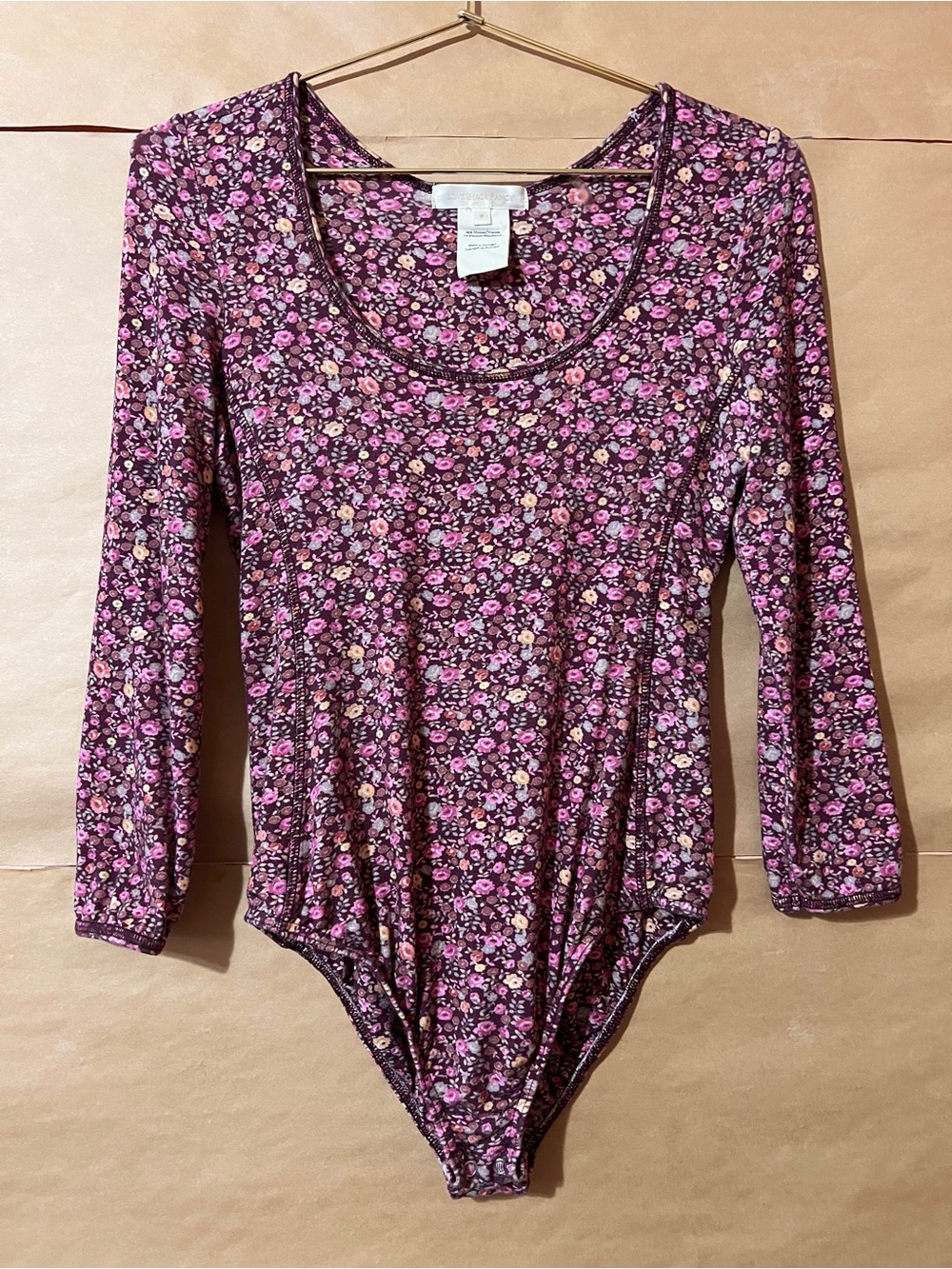 LoveShackFancy | Helene Bodysuit Cherry Wine Ditsy Floral Scoop Neck Top Size M